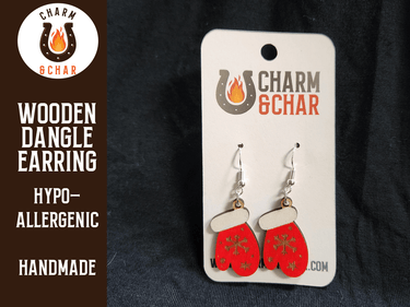 Christmas Mitten Dangle Earring - Christmas Fashion Earring - Dangle Earring - Charm and Char